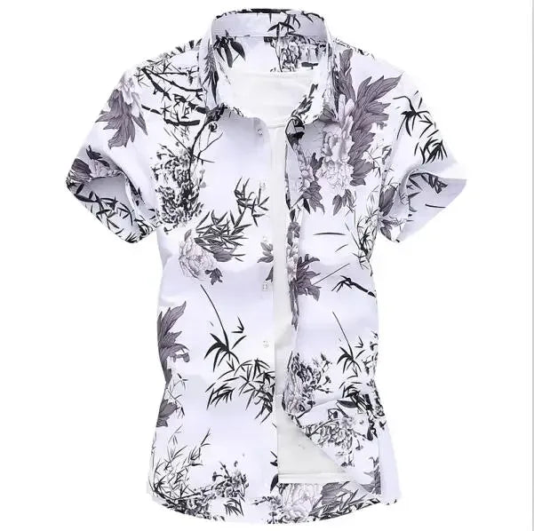 Men's White Rose Hawaiian Shirt - BetterPlace