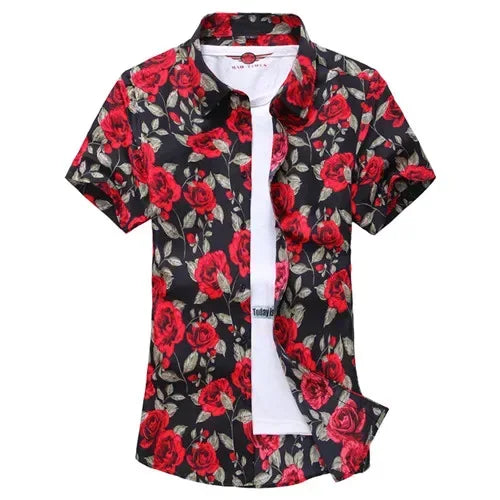 Men's White Rose Hawaiian Shirt - BetterPlace