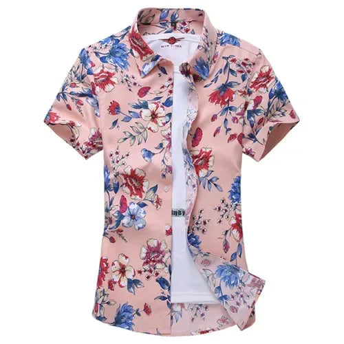 Men's White Rose Hawaiian Shirt - BetterPlace
