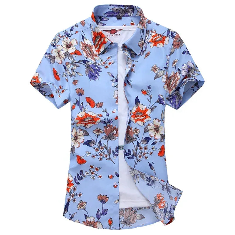 Men's White Rose Hawaiian Shirt - BetterPlace