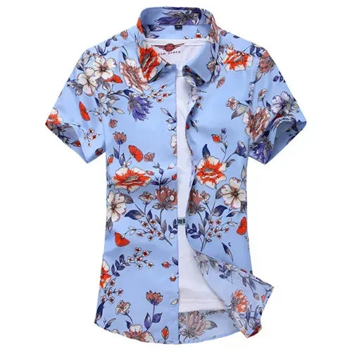 Men's White Rose Hawaiian Shirt - BetterPlace