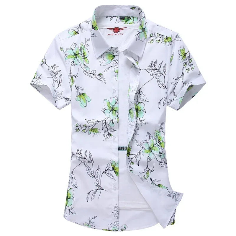 Men's White Rose Hawaiian Shirt - BetterPlace