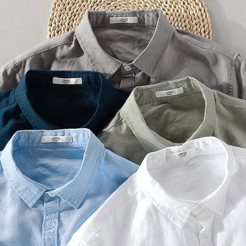Men's Sky Blue Linen Shirt - BetterPlace