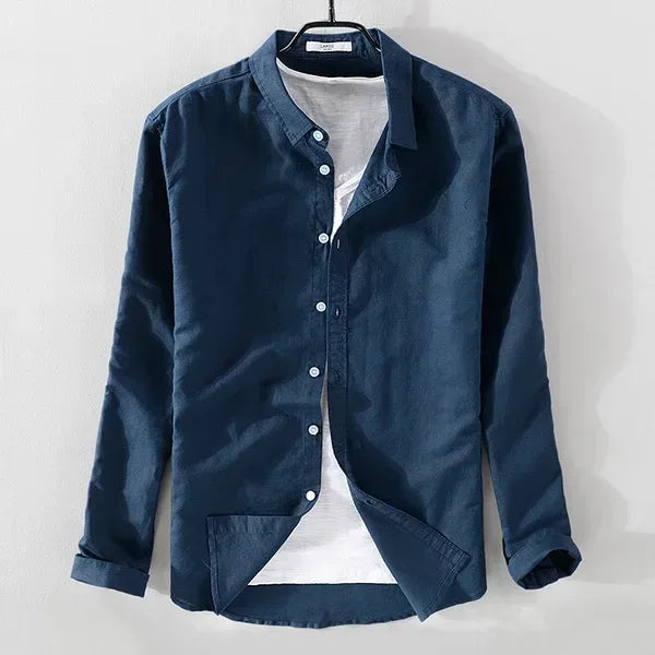 Men's Sky Blue Linen Shirt - BetterPlace