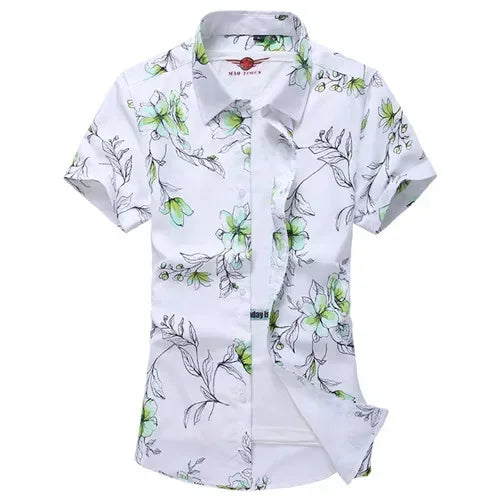 Men's White Rose Hawaiian Shirt - BetterPlace