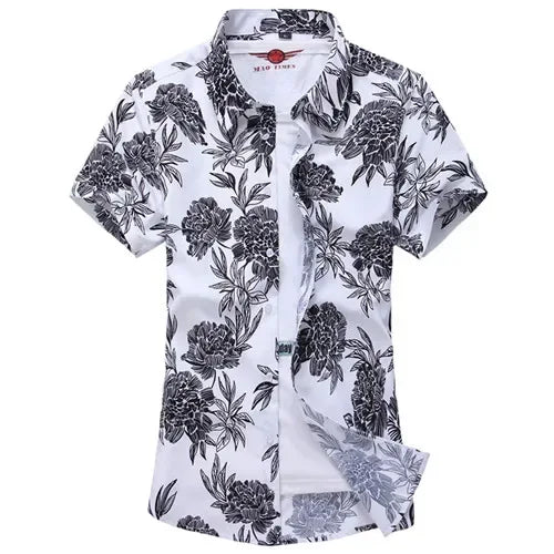 Men's White Rose Hawaiian Shirt - BetterPlace