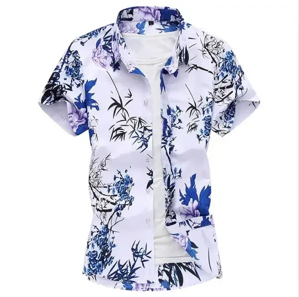 Men's White Rose Hawaiian Shirt - BetterPlace