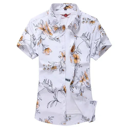 Men's White Rose Hawaiian Shirt - BetterPlace