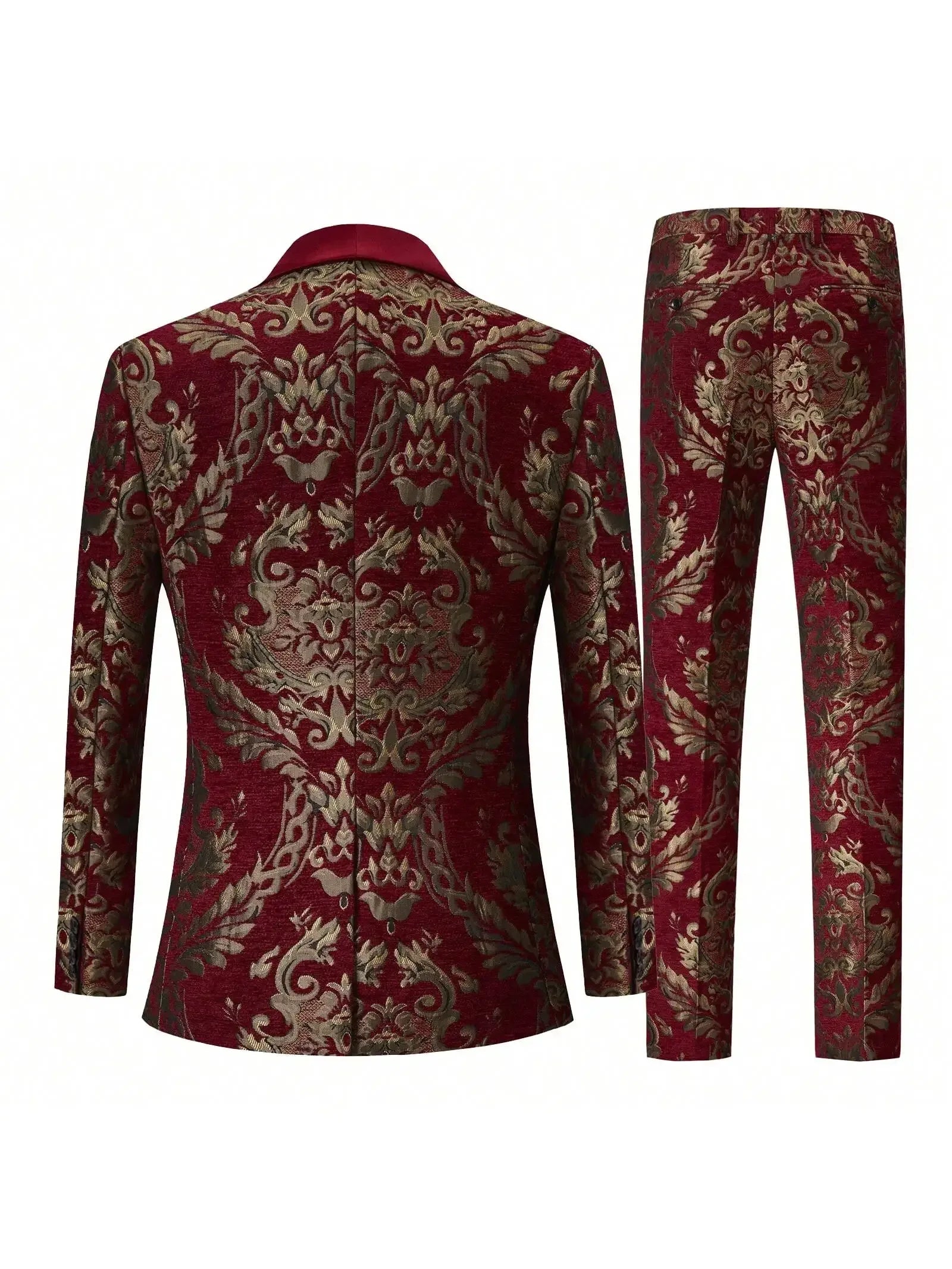 Men's Slim Fit Jacquard Shawl Lapel Suit - BetterPlace