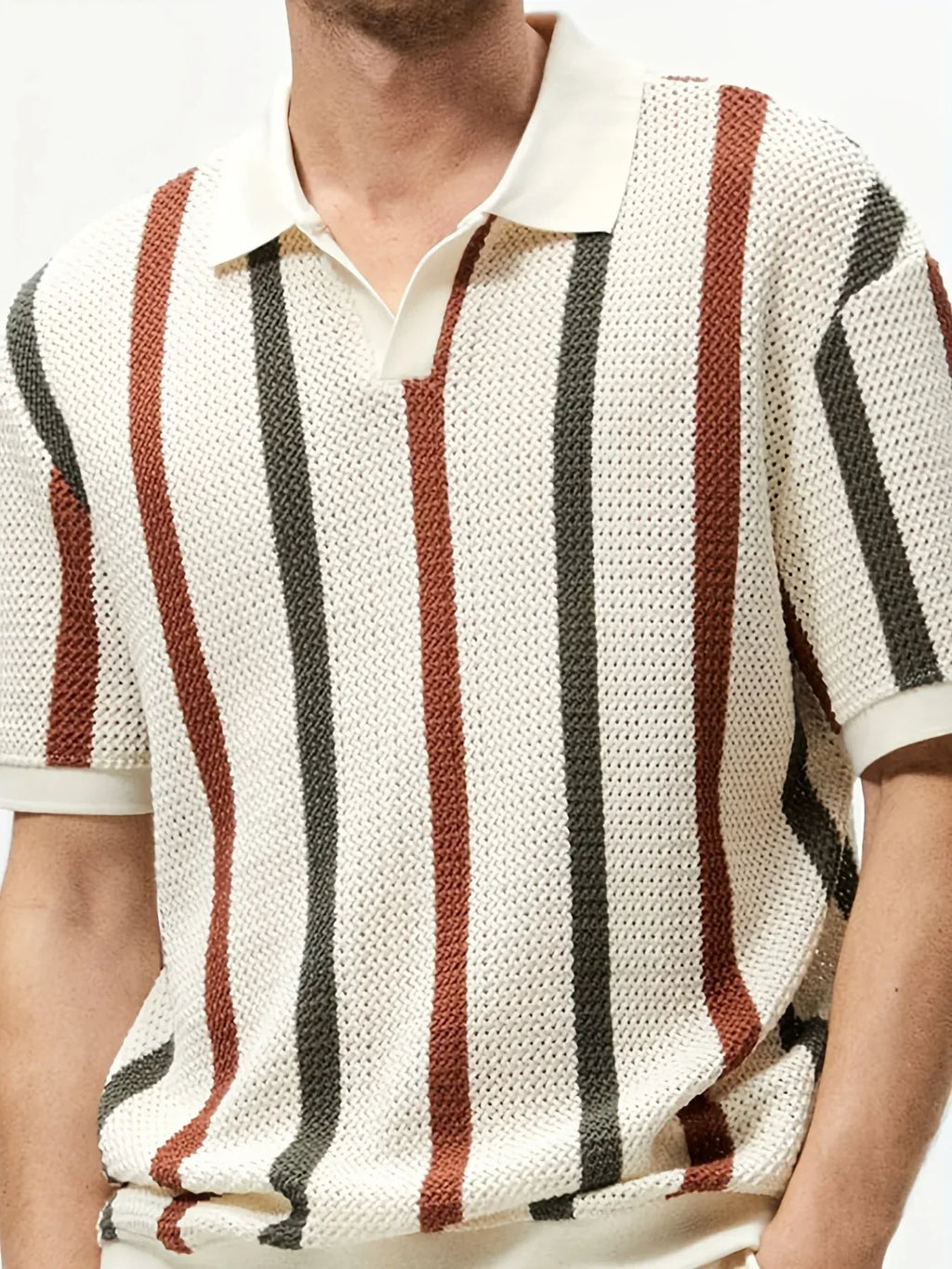 Men's Chunky Knit Striped Polo - BetterPlace