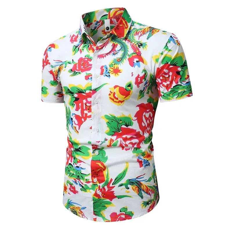 Men's Floral Cotton Hawaiian Shirt - BetterPlace