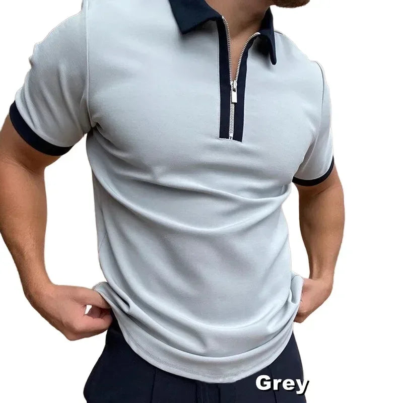 Men's Summer Zipper Polo Shirt - BetterPlace