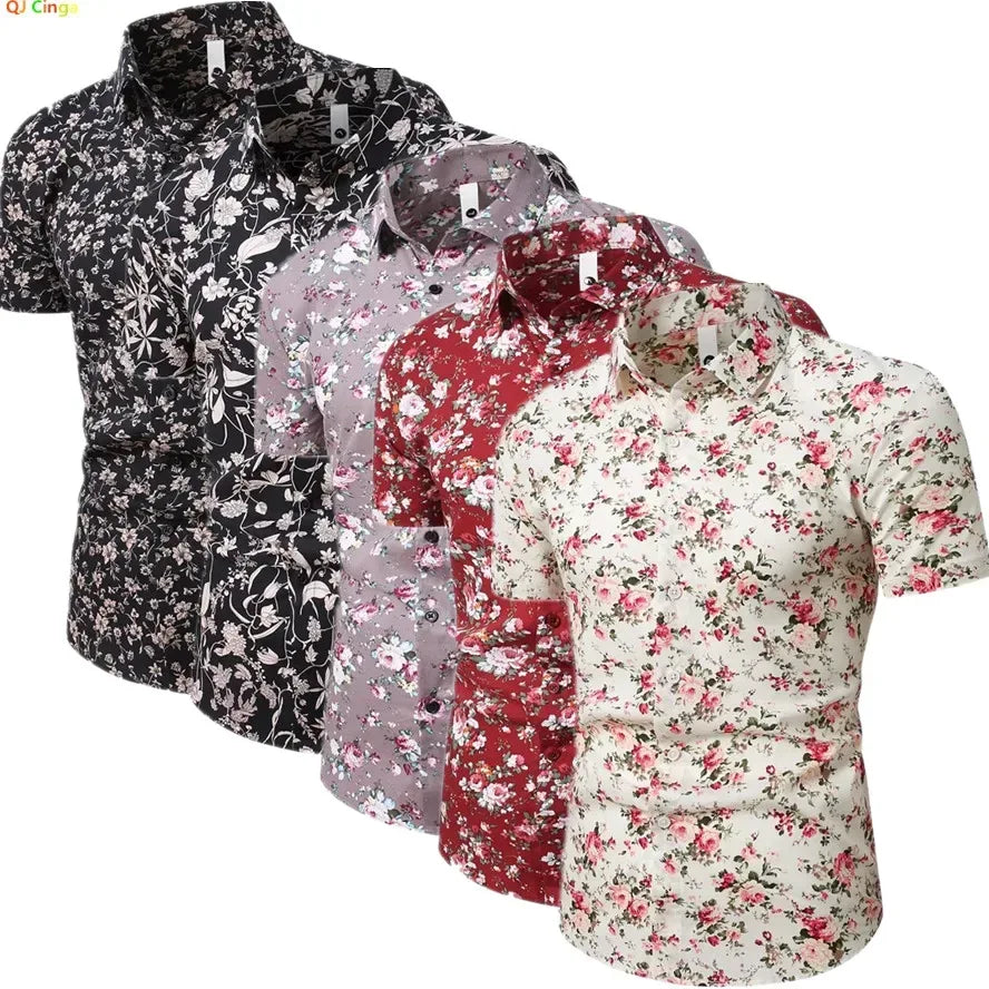 Men's Floral Cotton Hawaiian Shirt - BetterPlace