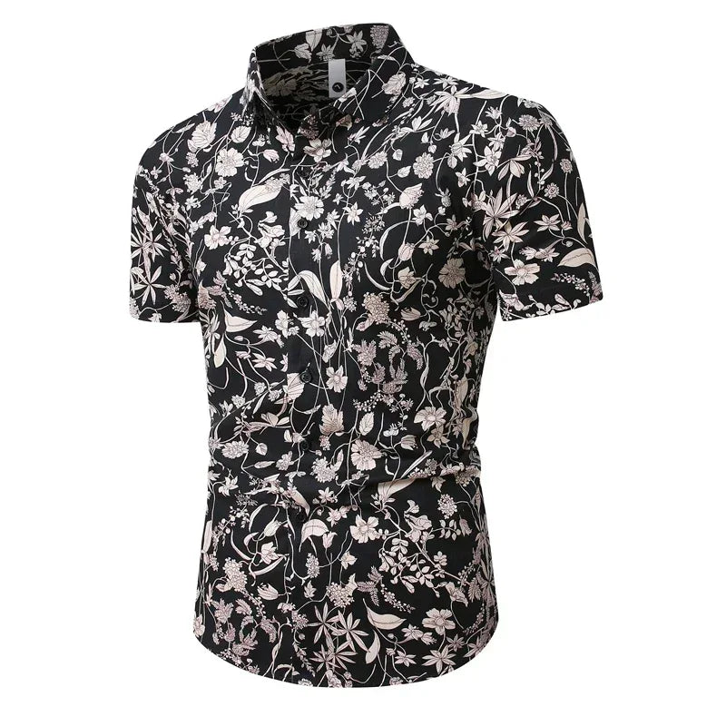 Men's Floral Cotton Hawaiian Shirt - BetterPlace
