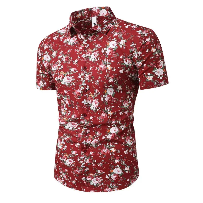 Men's Floral Cotton Hawaiian Shirt - BetterPlace
