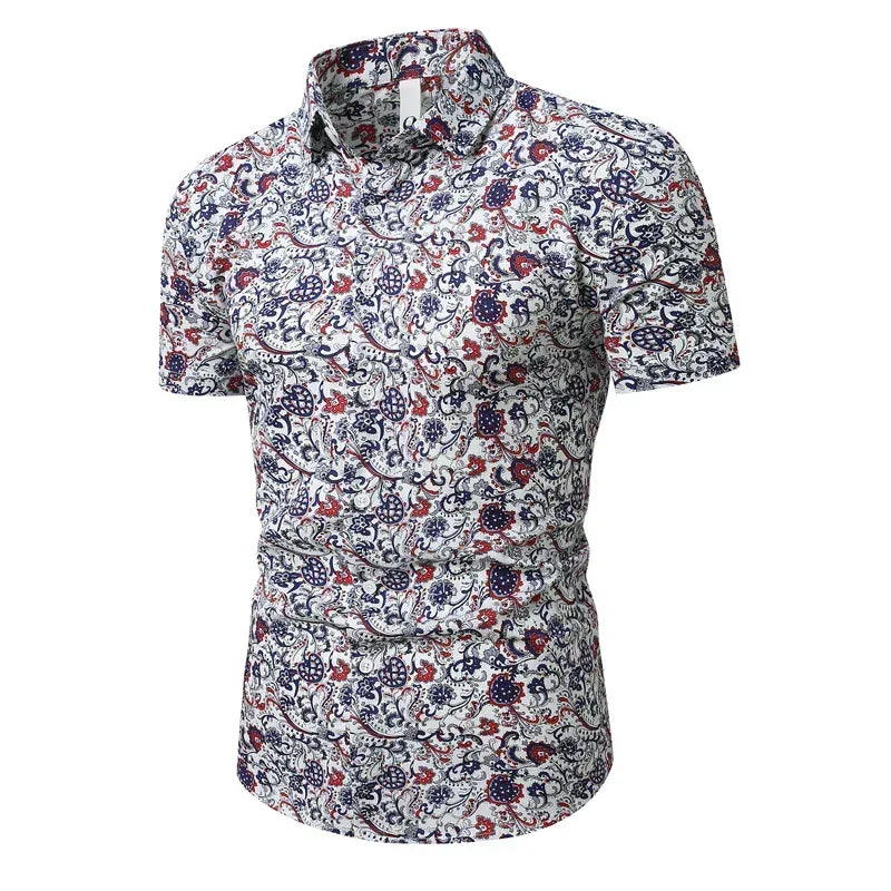 Men's Floral Cotton Hawaiian Shirt - BetterPlace