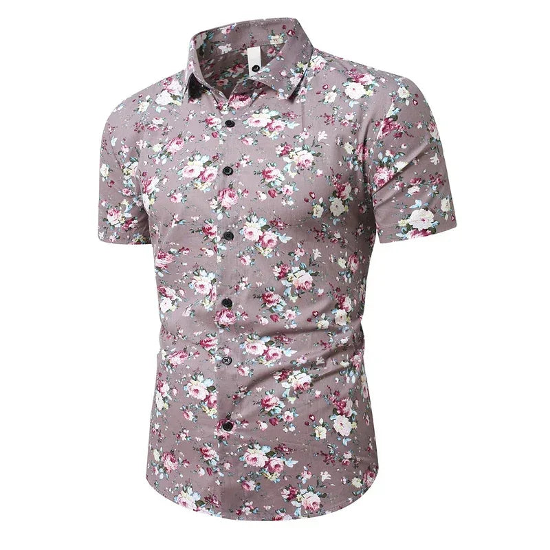Men's Floral Cotton Hawaiian Shirt - BetterPlace