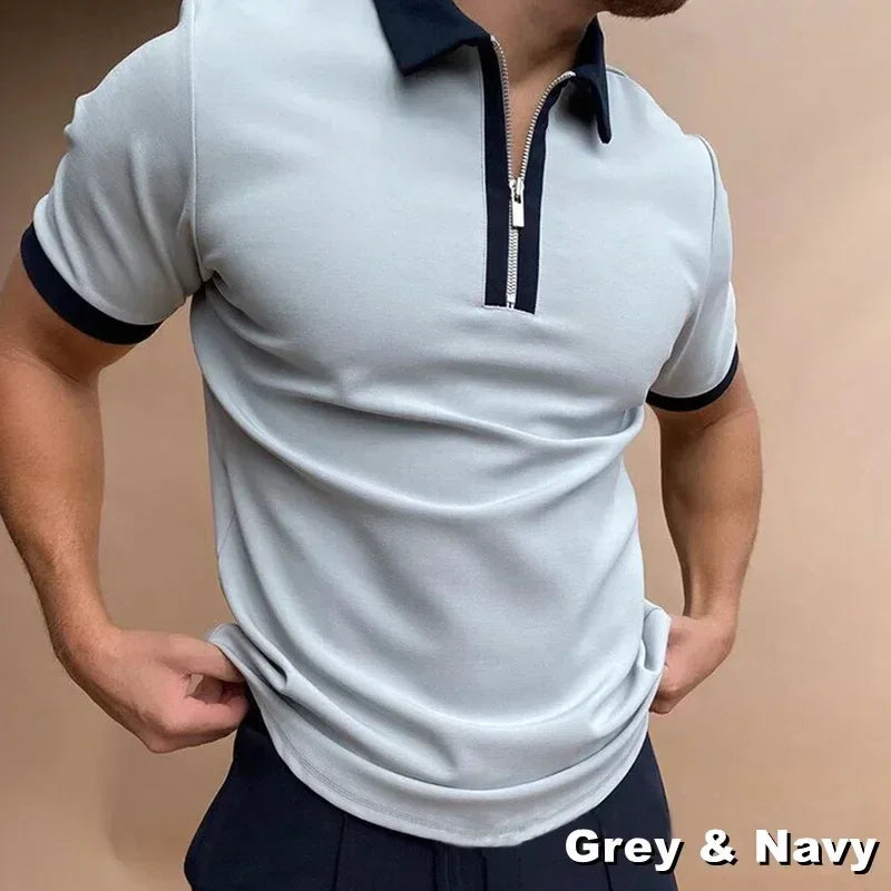 Men's Summer Zipper Polo Shirt - BetterPlace