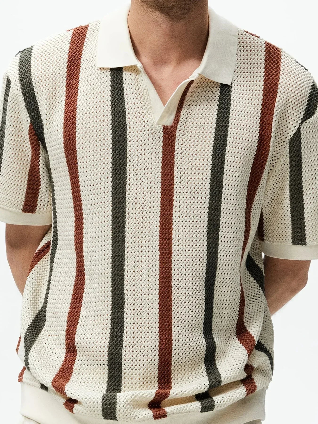 Men's Chunky Knit Striped Polo - BetterPlace