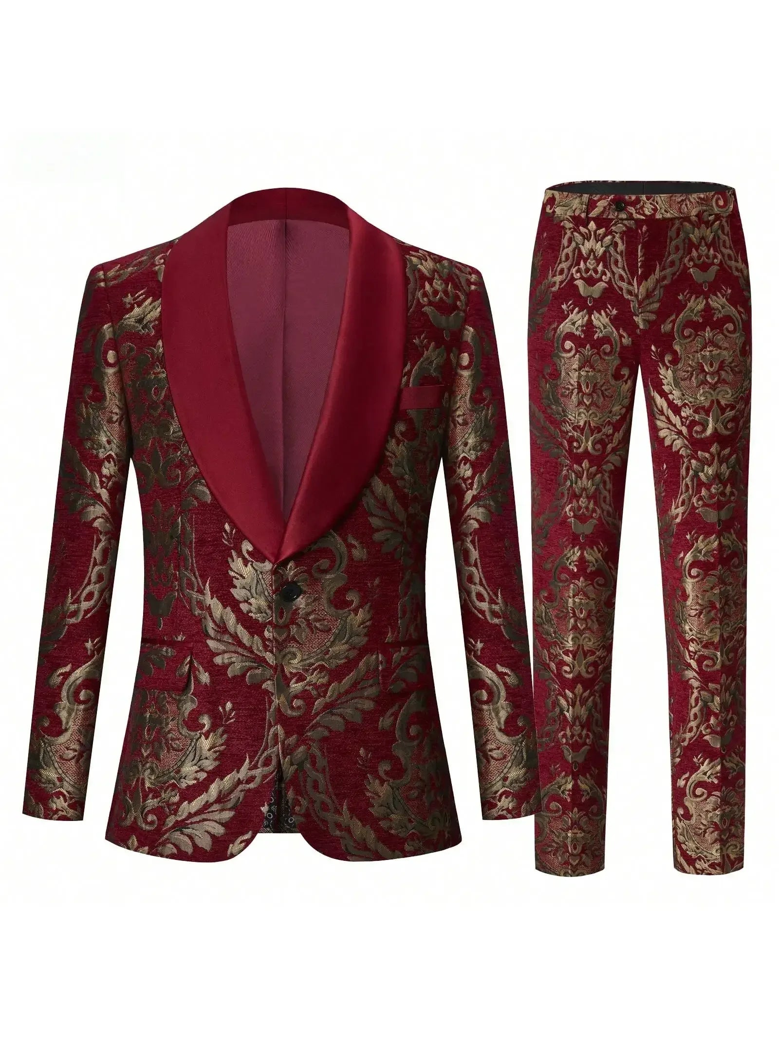 Men's Slim Fit Jacquard Shawl Lapel Suit - BetterPlace