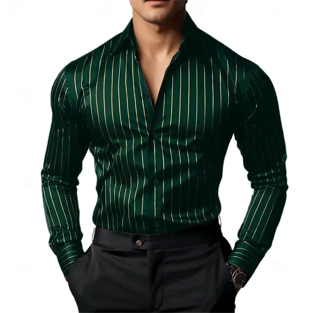Men's Striped Business Casual Shirt - BetterPlace