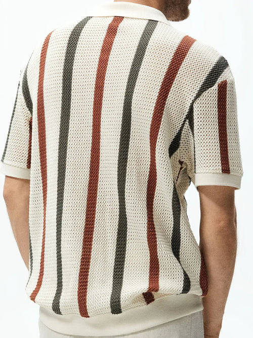 Men's Chunky Knit Striped Polo - BetterPlace