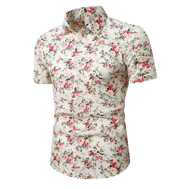 Men's Floral Cotton Hawaiian Shirt - BetterPlace