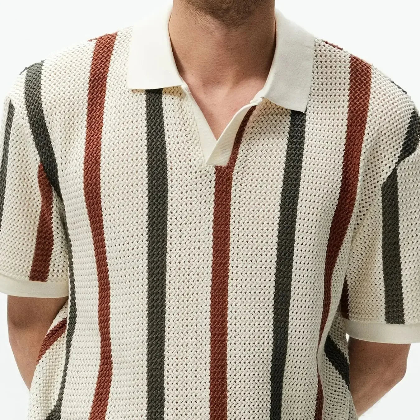 Men's Chunky Knit Striped Polo - BetterPlace