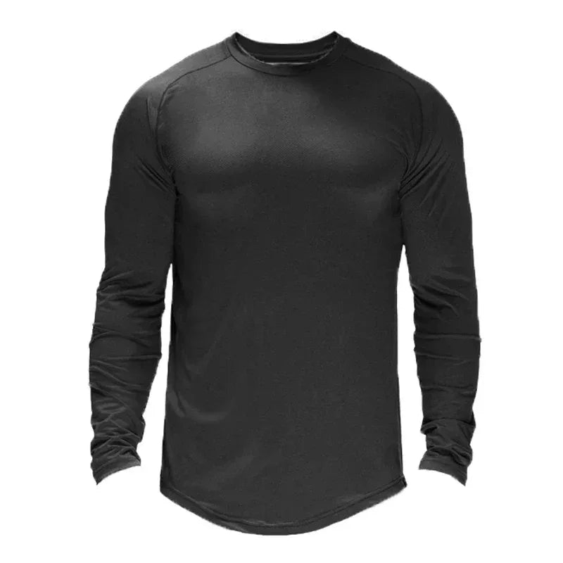 Black long-sleeve shirt on a white background