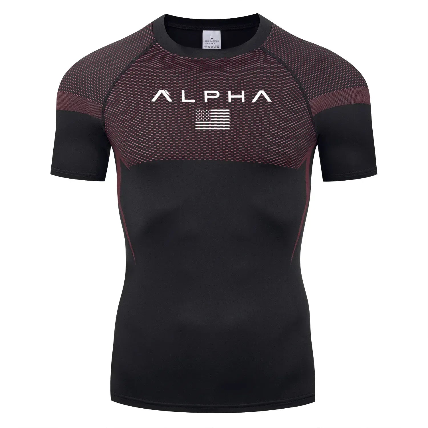 burgundy Front view of a men’s quick-dry compression shirt with a supportive muscle-fit design. - BetterPlace
