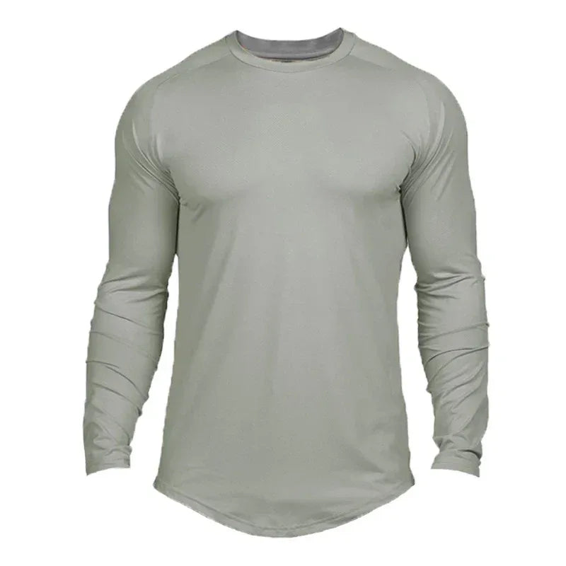 Gray long-sleeve shirt on a white background