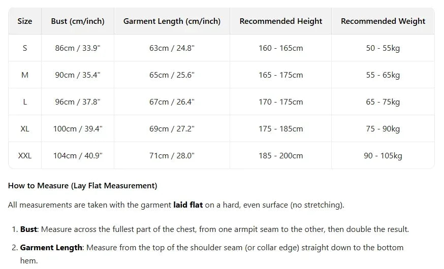 Detailed size chart and measurement guide for men’s short sleeve compression shirts and athletic gym tops - BetterPlace