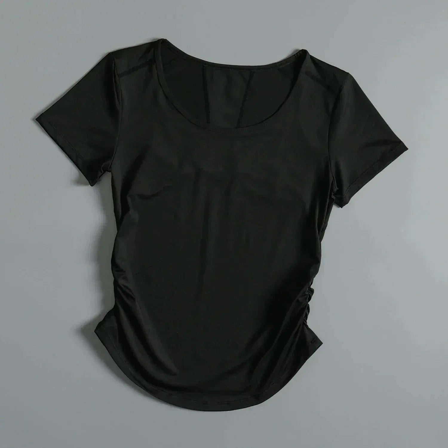 Black t-shirt on a gray background