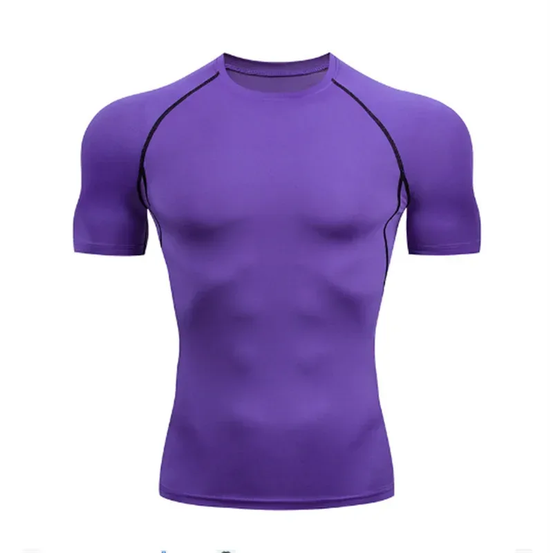 Purple athletic shirt with black accents on a white background