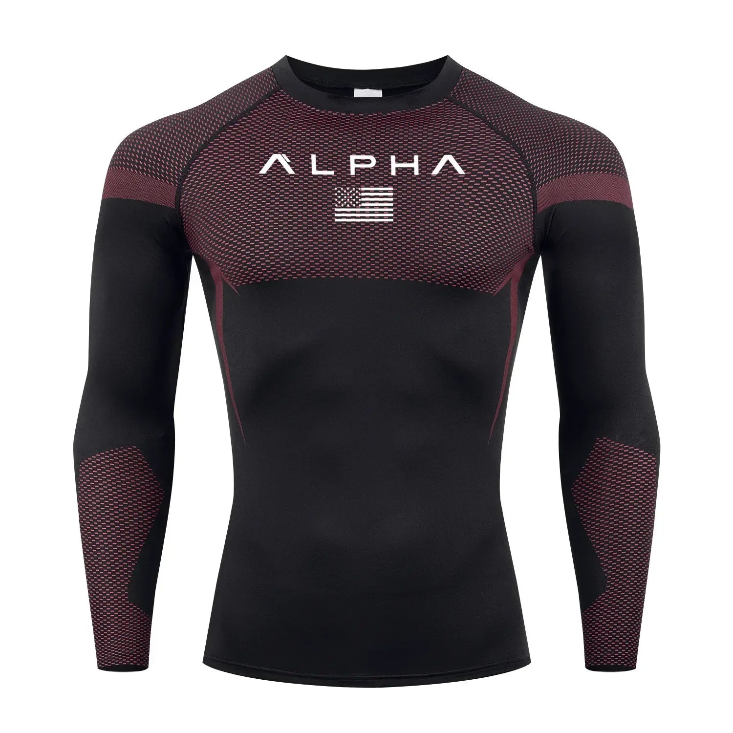 red Front view of a men’s quick-dry compression shirt with a supportive muscle-fit design - BetterPlace