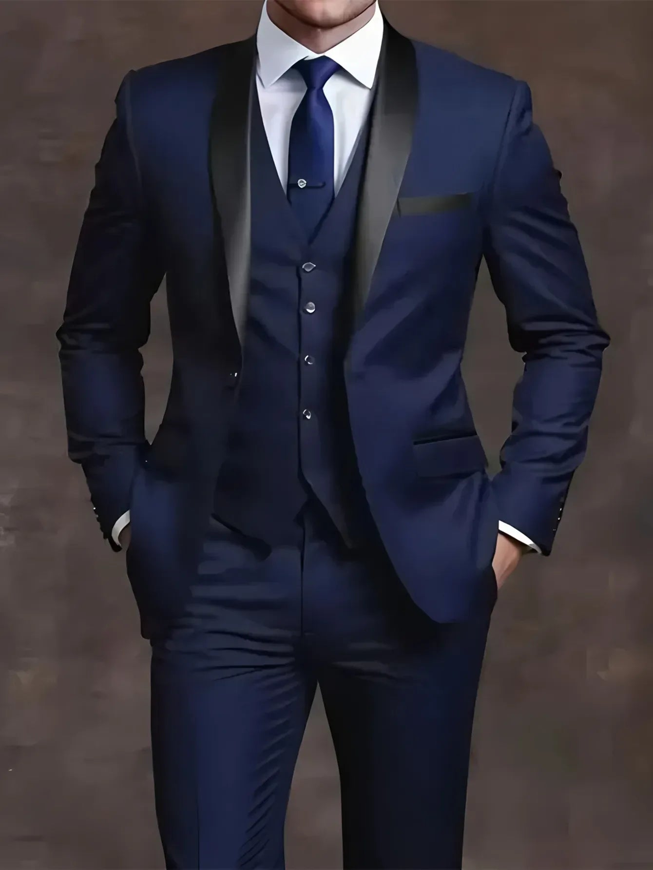 Vibrant royal blue slim fit 3-piece tuxedo set with a modern tailored silhouette. - BetterPlace