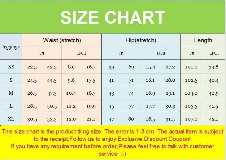 etailed size guide and measurement chart for women's fitness bottoms and activewear sets - BetterPlace